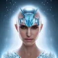 Headshot of Natalie Portman as an Ice Queen Cyborg, 8k,Highly Detailed,Intricate,Intricate Artwork,Symmetry,Trending on Artstation,Cinematic Lighting,Octane Render,Iridescence,Abstract colors,Realism, by  Beeple,by Dan Mumford,by Greg Rutkowski,by  WLOP