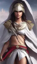 Closeup of Kassandra from Assassins Creed in white armor, Highly Detailed,Intricate,Artstation,Beautiful,Digital Painting,Sharp Focus,Concept Art,Elegant, by  Artgerm,by Alphonse Mucha,by Greg Rutkowski