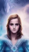 Headshot of a beautiful Emma Watson as an Ice Queen, 8k,Highly Detailed,Intricate,Intricate Artwork,Symmetry,Trending on Artstation,Cinematic Lighting,Octane Render,Iridescence,Abstract colors,Realism, by Dan Mumford,by Greg Rutkowski,by  WLOP