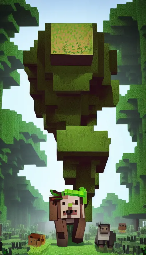 Minecraft  enemy in green setting, 4k,3D Rendering,Pixel Art, by Dan Mumford,by Greg Rutkowski,by  WLOP