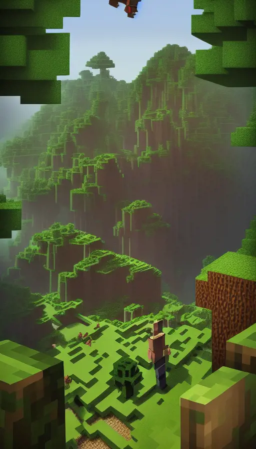 Minecraft  enemy in green setting, 4k,3D Rendering,Pixel Art, by Dan Mumford,by Greg Rutkowski,by  WLOP