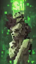 Green Blocky Minecraft  Zombie, 16-Bit,4k,Sharp Focus,3D Rendering,Pixel Art, by  Artgerm,by Alphonse Mucha,by Greg Rutkowski