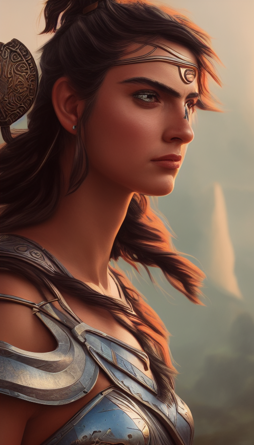 A closeup of Kassandra on a quest, 8k,Highly Detailed,Artstation,Beautiful,Digital Illustration,Sharp Focus,Unreal Engine,Concept Art