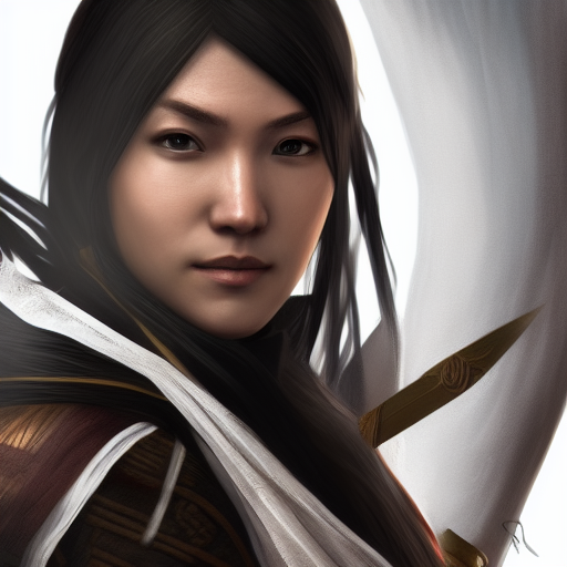 Closeup of a beautiful female ninja in Assassin's Creed, 8k,Highly Detailed,Artstation,Beautiful,Digital Illustration,Sharp Focus,Unreal Engine,Concept Art