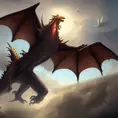 Giant dragon flying in the sky, Highly Detailed,Intricate,Epic,Hearthstone,Fantasy, by Greg Rutkowski