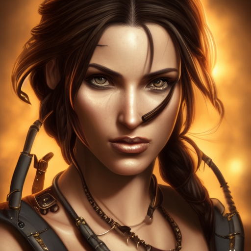 Steampunk portrait of Lara Croft, Highly Detailed,Intricate,Artstation,Beautiful,Digital Painting,Sharp Focus,Concept Art,Elegant