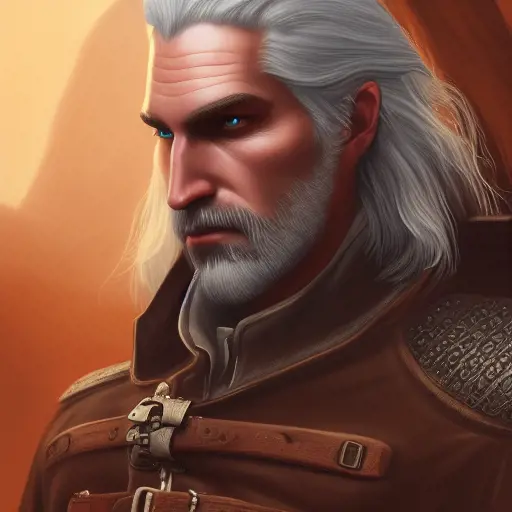 Steampunk portrait of Geralt, Highly Detailed,Intricate,Artstation,Beautiful,Digital Painting,Sharp Focus,Concept Art,Elegant