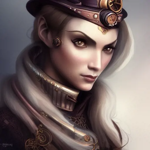 Steampunk portrait of a beautiful female assassin, Highly Detailed,Intricate,Artstation,Beautiful,Digital Painting,Sharp Focus,Concept Art,Elegant