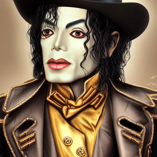 Steampunk portrait of Michael Jackson, Highly Detailed,Intricate,Artstation,Beautiful,Digital Painting,Sharp Focus,Concept Art,Elegant