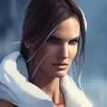 Closeup of Alessandra Ambrosio in white Assassin's Creed style, 8k,Highly Detailed,Artstation,Beautiful,Digital Illustration,Sharp Focus,Unreal Engine,Concept Art
