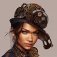 Steampunk portrait of Zendaya, Highly Detailed,Intricate,Artstation,Beautiful,Digital Painting,Sharp Focus,Concept Art,Elegant