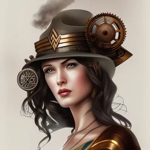 Steampunk portrait of Wonder Woman, Highly Detailed,Intricate,Artstation,Beautiful,Digital Painting,Sharp Focus,Concept Art,Elegant