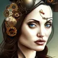 Steampunk portrait of Angelina Jolie, Highly Detailed,Intricate,Artstation,Beautiful,Digital Painting,Sharp Focus,Concept Art,Elegant