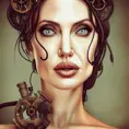 Steampunk portrait of Angelina Jolie, Highly Detailed,Intricate,Artstation,Beautiful,Digital Painting,Sharp Focus,Concept Art,Elegant