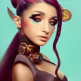 Steampunk portrait of Ariana Grande, Highly Detailed,Intricate,Artstation,Beautiful,Digital Painting,Sharp Focus,Concept Art,Elegant