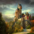 Magical castle school on a hill, Aesthetic,Highly Detailed,Artstation,Sharp Focus,Landscape,Bright