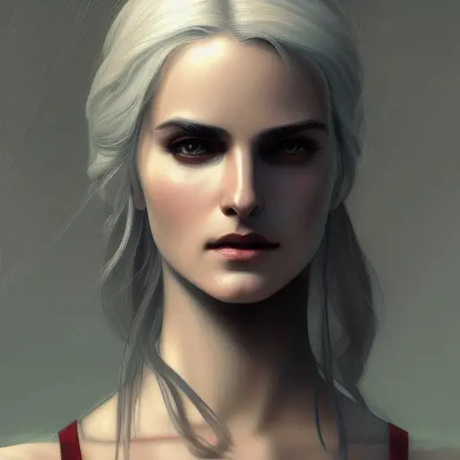Symmetry! Portrait of Ciri from The Witcher, Highly Detailed,Intricate,Artstation,Digital Painting,Illustration,Sharp Focus,Smooth,Concept Art,Elegant,Dark, by Stanley Artgerm Lau,by Alphonse Mucha,by Greg Rutkowski