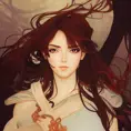 Anime closeup of Kassandra, Highly Detailed,Intricate,Artstation,Beautiful,Digital Painting,Sharp Focus,Concept Art,Elegant, by Alphonse Mucha