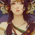 Anime closeup of Kassandra, Highly Detailed,Intricate,Artstation,Beautiful,Digital Painting,Sharp Focus,Concept Art,Elegant, by Alphonse Mucha