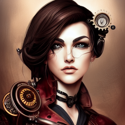 Steampunk portrait of Ruby Rose, Highly Detailed,Intricate,Artstation,Beautiful,Digital Painting,Sharp Focus,Concept Art,Elegant