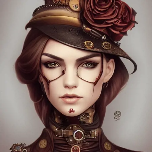 Steampunk portrait of Ruby Rose, Highly Detailed,Intricate,Artstation,Beautiful,Digital Painting,Sharp Focus,Concept Art,Elegant