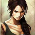 Anime portrait of Lara Croft, Highly Detailed,Intricate,Artstation,Beautiful,Digital Painting,Sharp Focus,Concept Art,Elegant, by Alphonse Mucha