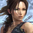 Anime portrait of Lara Croft, Highly Detailed,Intricate,Artstation,Beautiful,Digital Painting,Sharp Focus,Concept Art,Elegant, by Alphonse Mucha