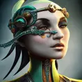 Steampunk portrait of Jade from Mortal Kombat, Highly Detailed,Intricate,Artstation,Beautiful,Digital Painting,Sharp Focus,Concept Art,Elegant