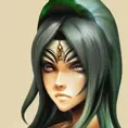 Anime closeup of Jade from Mortal Kombat, Highly Detailed,Intricate,Artstation,Beautiful,Digital Painting,Sharp Focus,Concept Art,Elegant