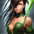Anime closeup of Jade from Mortal Kombat, Highly Detailed,Intricate,Artstation,Beautiful,Digital Painting,Sharp Focus,Concept Art,Elegant, by Stanley Artgerm Lau