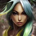 Anime closeup of Jade from Mortal Kombat, Highly Detailed,Intricate,Artstation,Beautiful,Digital Painting,Sharp Focus,Concept Art,Elegant, by Stanley Artgerm Lau