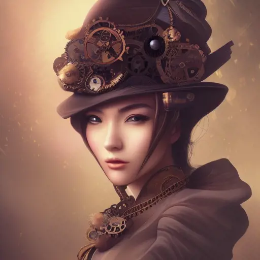 Steampunk portrait of Kailey Hsu, Highly Detailed,Intricate,Artstation,Beautiful,Digital Painting,Sharp Focus,Concept Art,Elegant