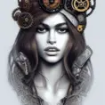 Steampunk portrait of Kaia Gerber, Highly Detailed,Intricate,Artstation,Beautiful,Digital Painting,Sharp Focus,Concept Art,Elegant