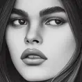 Black & White portrait of Kaia Gerber, Highly Detailed,Intricate,Artstation,Beautiful,Digital Painting,Sharp Focus,Concept Art,Elegant