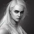 Black & White portrait of Ciri, Highly Detailed,Intricate,Artstation,Beautiful,Digital Painting,Sharp Focus,Concept Art,Elegant