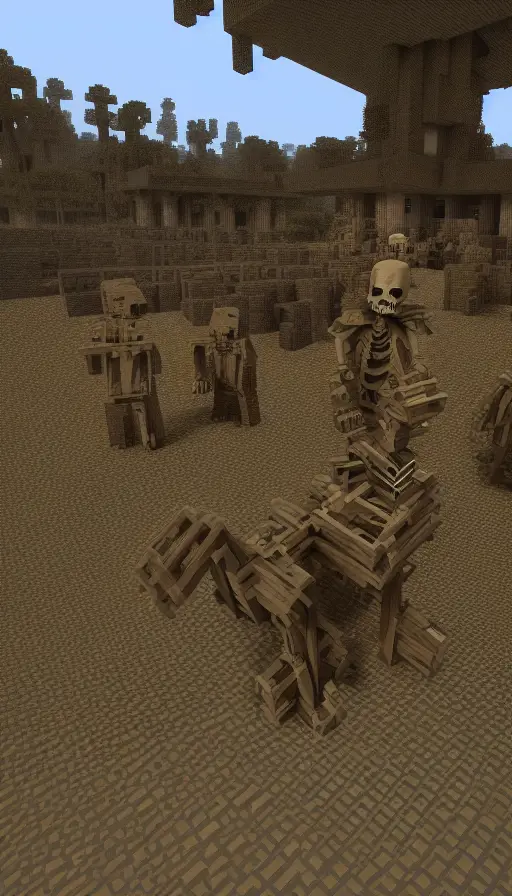 Wither Skeleton Spawner in Minecraft, 4k,HD,3D Rendering,Pixel Art,Dynamic,Terror, by Dan Mumford,by Greg Rutkowski,by  WLOP
