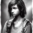 Black & White portrait of Ellie Williams from Last of Us, Highly Detailed,Intricate,Artstation,Beautiful,Digital Painting,Sharp Focus,Concept Art,Elegant
