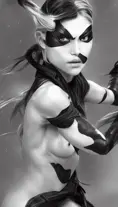 Black & White closeup of a beautiful female ninja, 8k,Highly Detailed,Artstation,Beautiful,Digital Illustration,Sharp Focus,Unreal Engine,Concept Art, by Stanley Artgerm Lau