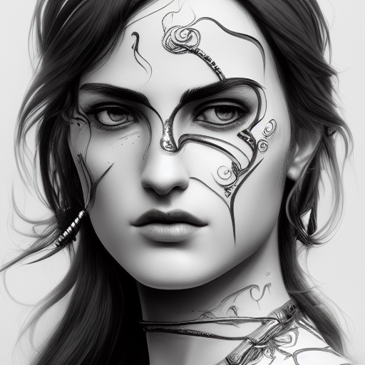 Black & White portrait of Kassandra, Highly Detailed,Intricate,Artstation,Beautiful,Digital Painting,Sharp Focus,Concept Art,Elegant