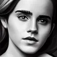 Black & White portrait of Emma Watson, Highly Detailed,Intricate,Artstation,Beautiful,Digital Painting,Sharp Focus,Concept Art,Elegant