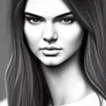 Black & White portrait of Kendall Jenner, Highly Detailed,Intricate,Artstation,Beautiful,Digital Painting,Sharp Focus,Concept Art,Elegant