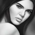 Black & White portrait of Kendall Jenner, Highly Detailed,Intricate,Artstation,Beautiful,Digital Painting,Sharp Focus,Concept Art,Elegant