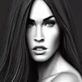 Black & White portrait of Megan Fox, Highly Detailed,Intricate,Artstation,Beautiful,Digital Painting,Sharp Focus,Concept Art,Elegant