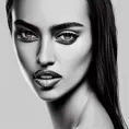 Black & White portrait of Irina Shayk, Highly Detailed,Intricate,Artstation,Beautiful,Digital Painting,Sharp Focus,Concept Art,Elegant
