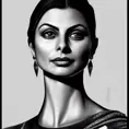 Black & White portrait of Morena Baccarin, Highly Detailed,Intricate,Artstation,Beautiful,Digital Painting,Sharp Focus,Concept Art,Elegant