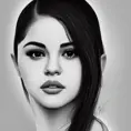Black & White portrait of Selena Gomez, Highly Detailed,Intricate,Artstation,Beautiful,Digital Painting,Sharp Focus,Concept Art,Elegant