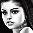 Black & White portrait of Selena Gomez, Highly Detailed,Intricate,Artstation,Beautiful,Digital Painting,Sharp Focus,Concept Art,Elegant