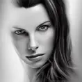 Black & White portrait of Kate Beckinsale, Highly Detailed,Intricate,Artstation,Beautiful,Digital Painting,Sharp Focus,Concept Art,Elegant