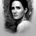 Black & White portrait of Jennifer Connelly, Highly Detailed,Intricate,Artstation,Beautiful,Digital Painting,Sharp Focus,Concept Art,Elegant