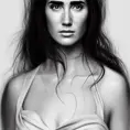 Black & White portrait of Jennifer Connelly, Highly Detailed,Intricate,Artstation,Beautiful,Digital Painting,Sharp Focus,Concept Art,Elegant